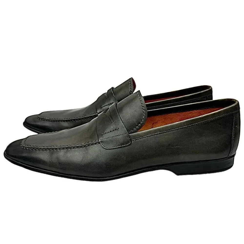 Magnanni Meruelo Penny Loafers Men’s 9.5 Catalux Grey Leather Slip-On Shoes